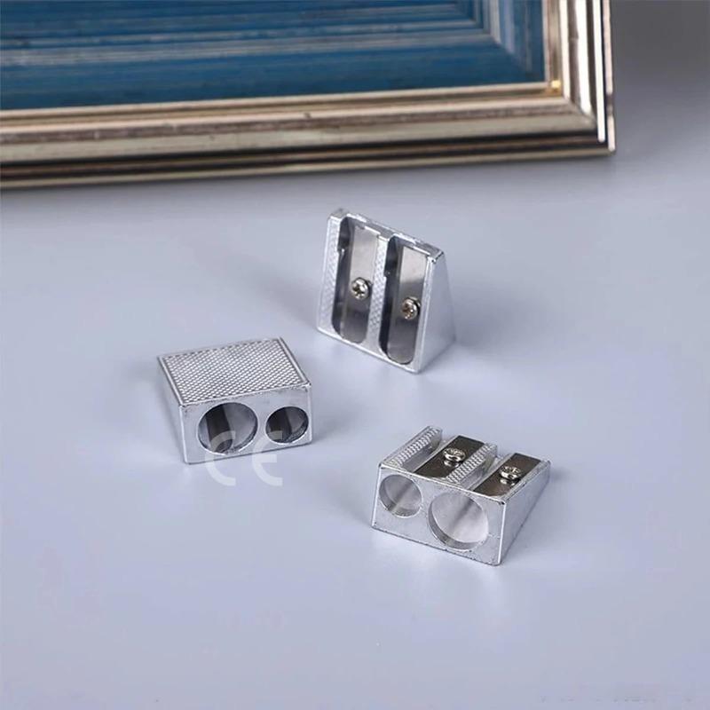 Pencil Sharpener 2-Hole Pencil Magnesium Alloy Wedge Shaped Metal Material Convenient Practical School Essential Learning