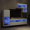 VidaXL TV Wall Units with 6 Pcs LEDs, Hanging TV Cabinets, Floating TV Furniture, Modern, White Wood 3216732