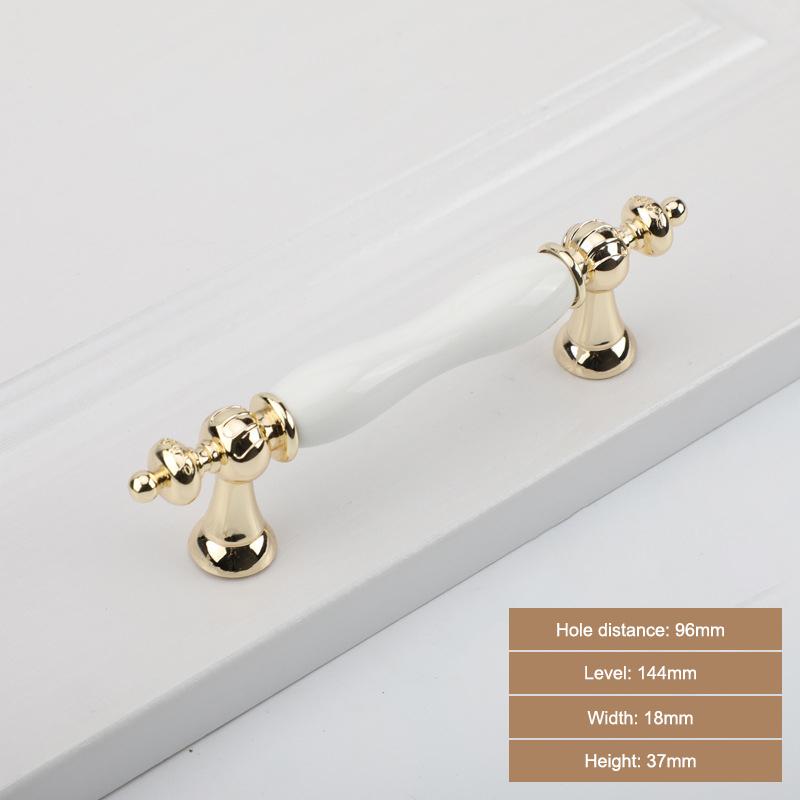 

1112K Zinc Alloy+Ceramic European Furniture Pull Handle Cabinet Wardrobe Drawer Handle 96mm Hole Pitch