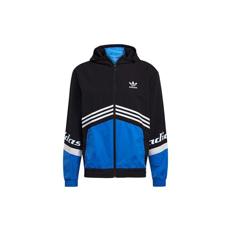 adidas Men s Originals TGP Windbreaker Moto Cross-country Jacket Black Blue HA4741 S