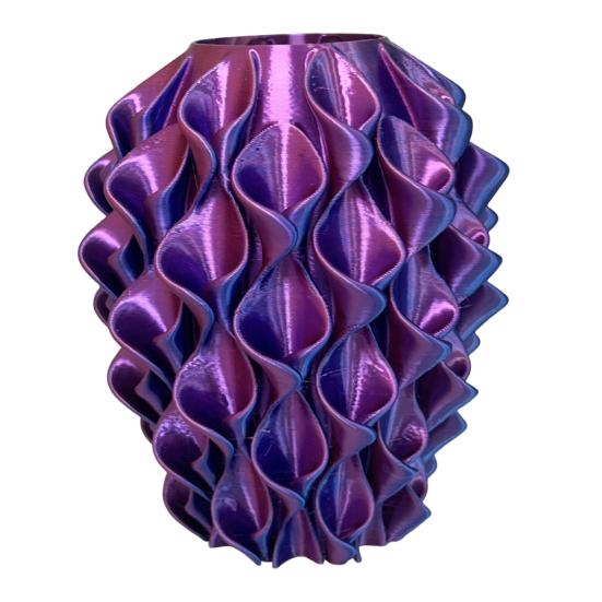 

3D Printed Red Gold Flower Vase Sculptural Wave Geometric Textured Decorative Ripple Vase Modern Boho Home Decor for Coffee Table Shelf Entryway