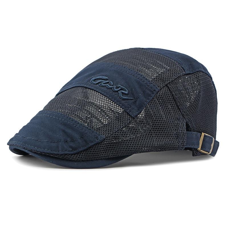 New Men Mesh Berets Visor Hats Summer Fashion Vintage Flat Caps Casual Cotton Adjustable Sun Hat Beret For Men'S