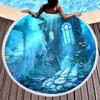 Underwater World Marine Animal Round Beach Towel with Tassels, Microfiber Quick Dry Sand Free Circle Bath Towel Gifts for Women