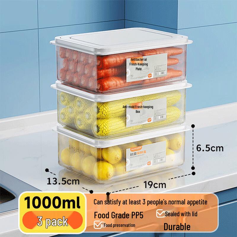 Jiabangshou Food-Grade Antibacterial Food Storage Container 3-Pack
