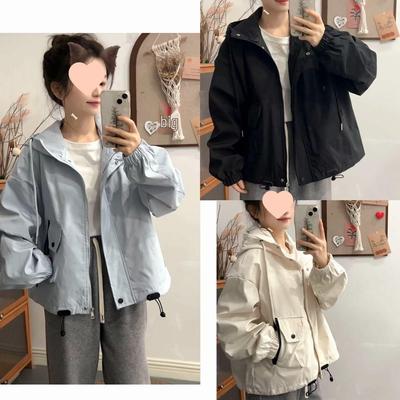 Petite Versatile Hooded Windbreaker – Casual Loose Jacket for Spring & Autumn 2025