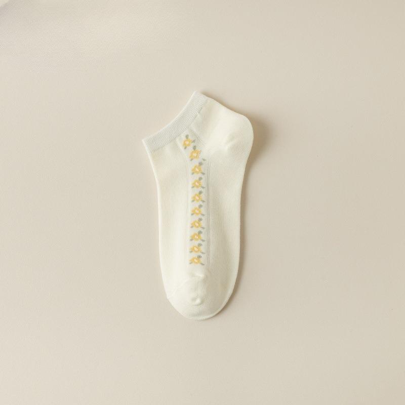 

Cotton Socks - Summer Lightweight Short Socks Made of Pure Cotton, with Antibacterial and Deodorizing Properties, Featuring Tulip Lace Design. 1 pair
