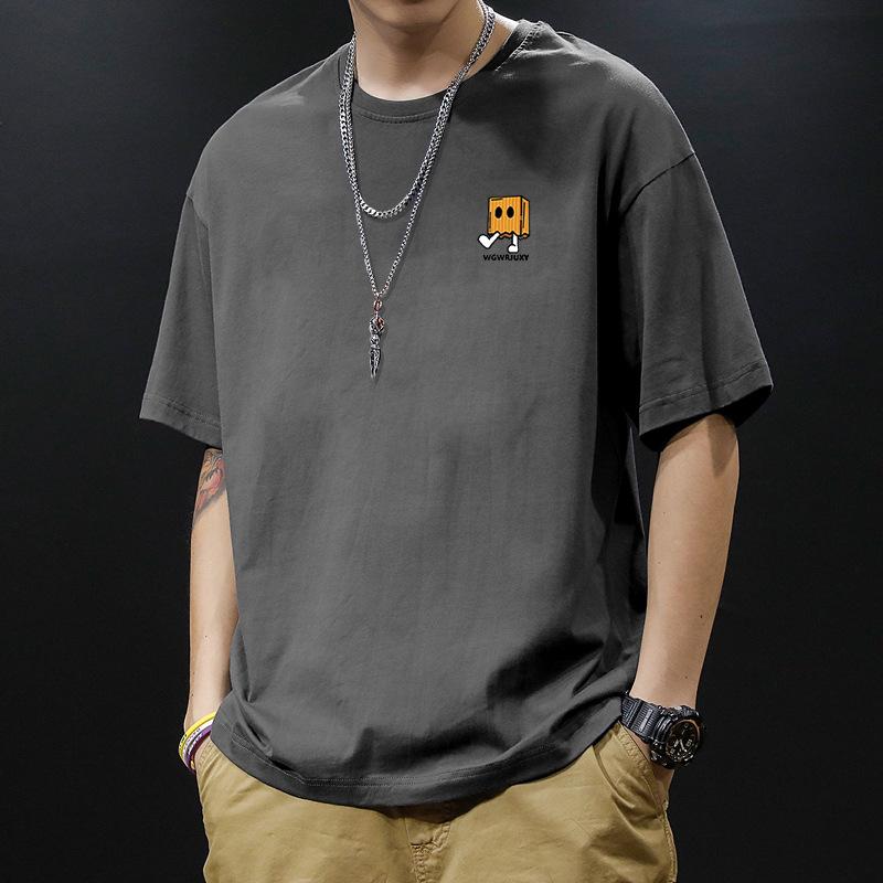 Short Sleeved T-shirt Men's Summer Trendy Brand Ins Hong Kong Style Printed Round Neck Shirt Loose Trendy Breathable T-shirt