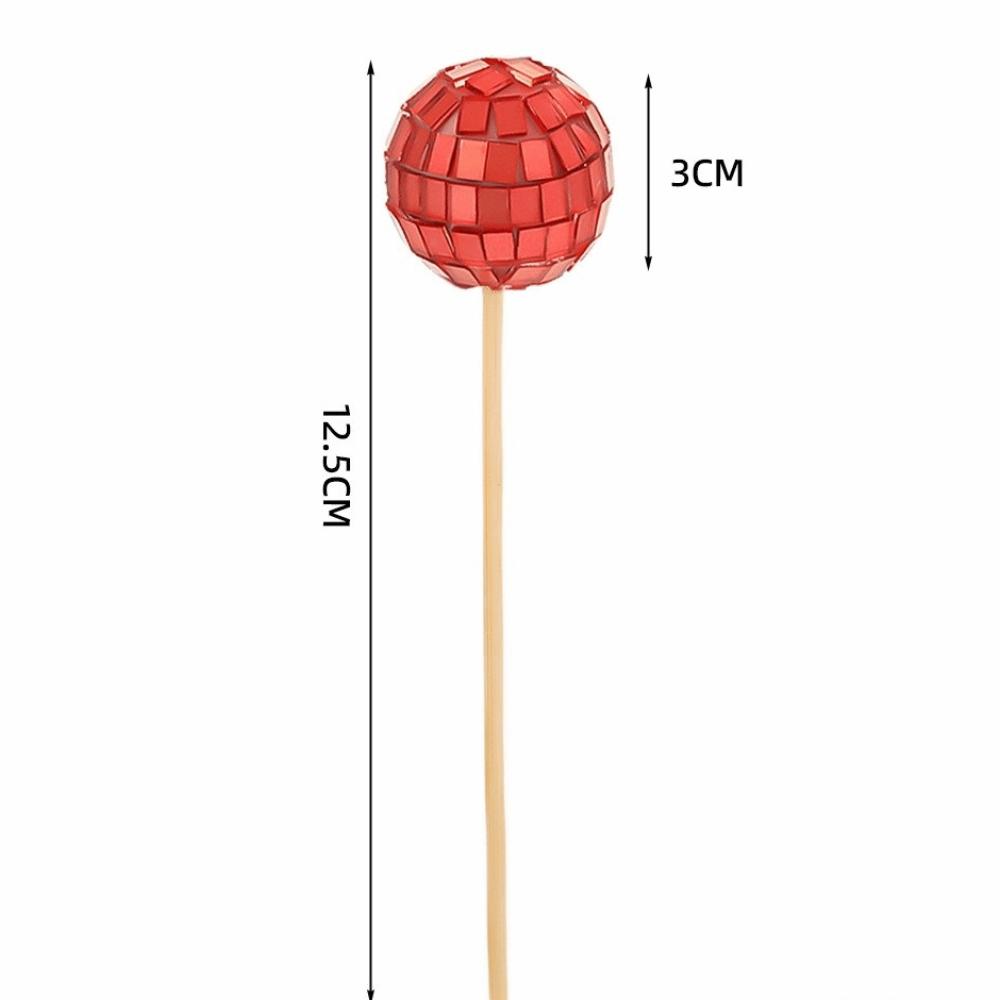 New Retro Disco Ball Cake Toppers 70s 80s Style 3cm Disco Mirror Ball Baking With Wooden Stick Cake Decoration Carnival Party
