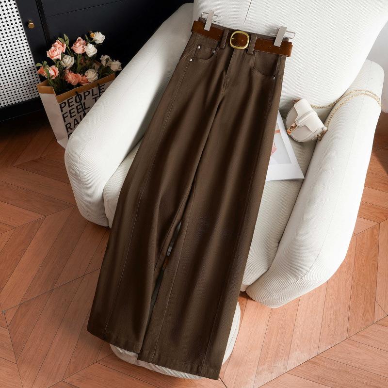 Off-white wide-leg jeans women's summer new high-waisted loose and thin versatile narrow straight-leg pants
