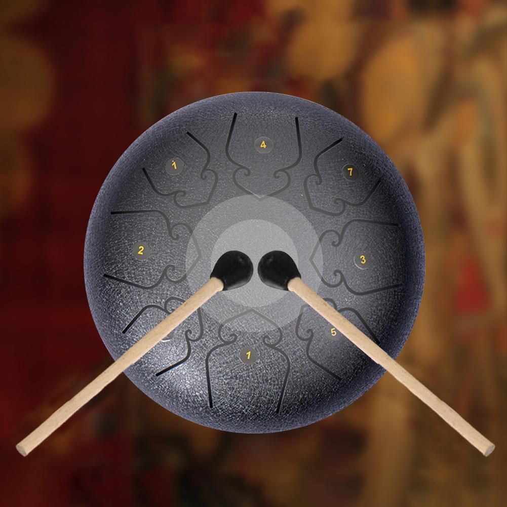 Mini Chakra Drum 6 Inches 8 Notes Waterproof Meditation Rain Chime Ethereal Hand Pan Musician Gift for Family and Friends