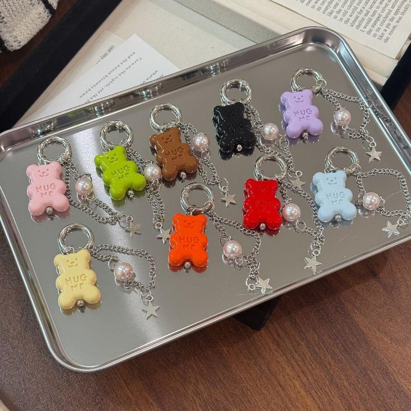 Cute Colorful Gummy Bear Keychains With Pearl And Star Charms For Backpack Decor Gifts For Girls Teens