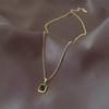 Mode Retro Quadratischer Grüner Zirkon Anhänger Halsketten Für Frauen Charm Halskette Mädchen Hochzeit Verlobung Schmuck Geschenk