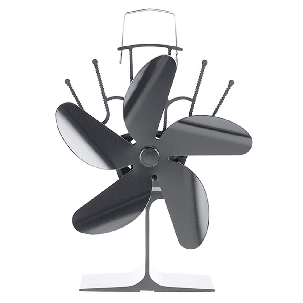 5 Blades Heat Powered Stove Fireplace Fan Wood Stove Fan Quiet Efficient for Wood Log Circulating Warm Air Saving Fuel