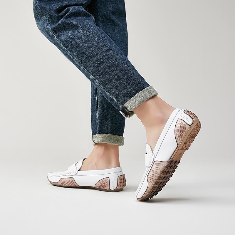 High Quality Men's Casual Leather Shoes Cowhide Loafers Soft Luxury Pea Shoes Genuine Leather Men's Flats Driving Shoes