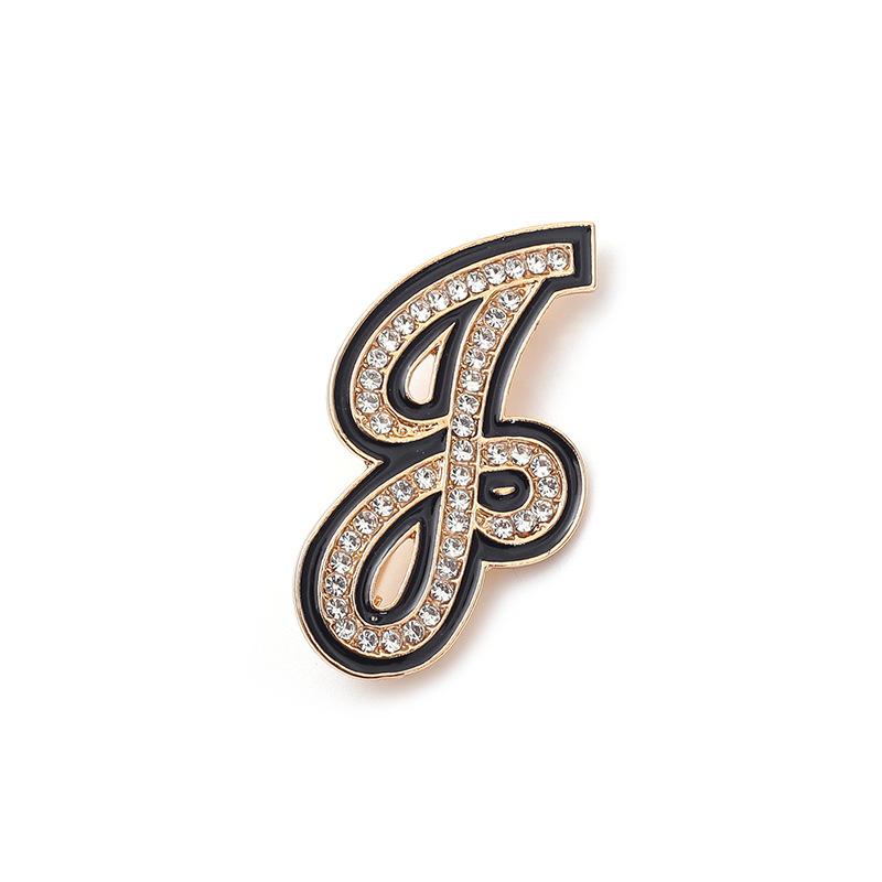 Fashion Women Rhinestone Brooch A-Z English Letter Metal Corsage Pins Crystal Alphabet Jewelry Shirt Clothes Accessories Gift