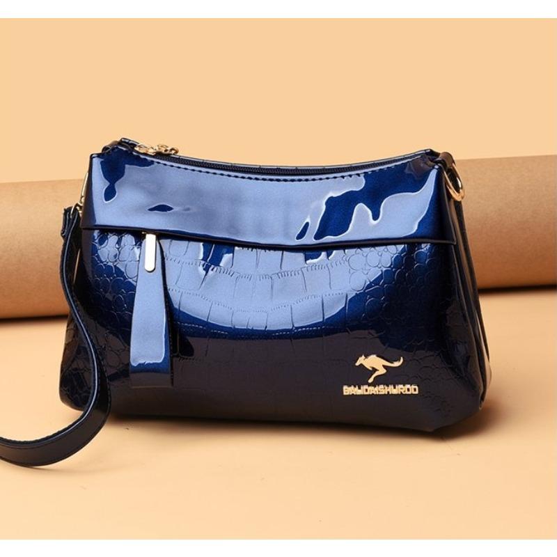 3 Layers Women Handbag Purses Luxury Designer Patent Leather Shoulder Messenger Bags for Female Vintage Crocodile Summer Sac