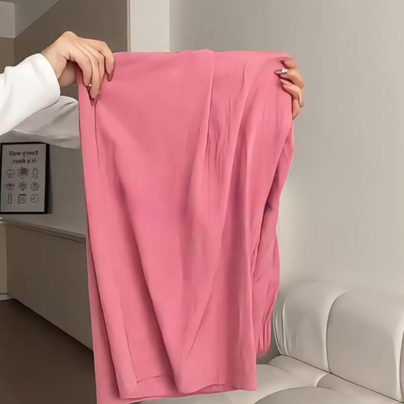 Raspberry Ice Silk Yamamoto Pants for Women - Fall/Spring Drapey High-Waisted Straight-Leg Slimming Casual Wide-Leg Trousers
