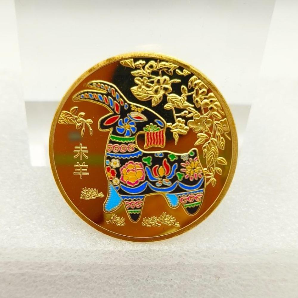 En uppsättning med 12 minnesmedaljer för zodiaken, färgade guldmynt, små zodiakmynt, små presenter och vardagspresenter