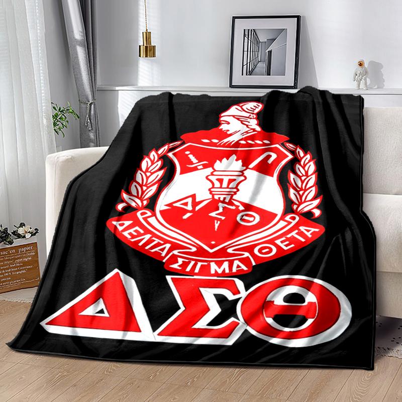 1pc Blanket Delta Sigma Theta logo Print Design, Lightweight Blanket for Sofa, Bed- Soft &Warm, Gift for All Seasons like Christmas, Halloween