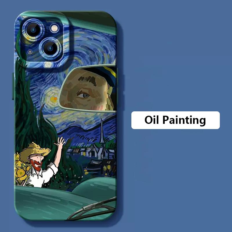 Van Gogh Oil Painting Phone Case For iPhone 17 16 15 14 13 12 11 Pro Max 16 Plus 16E 17 Air Shockproof Matte Soft Silicone Cover