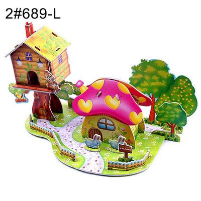 Peekaboo DIY 3D House Castle Windmill Model Assembling Puzzles Early Learning Kids Toy