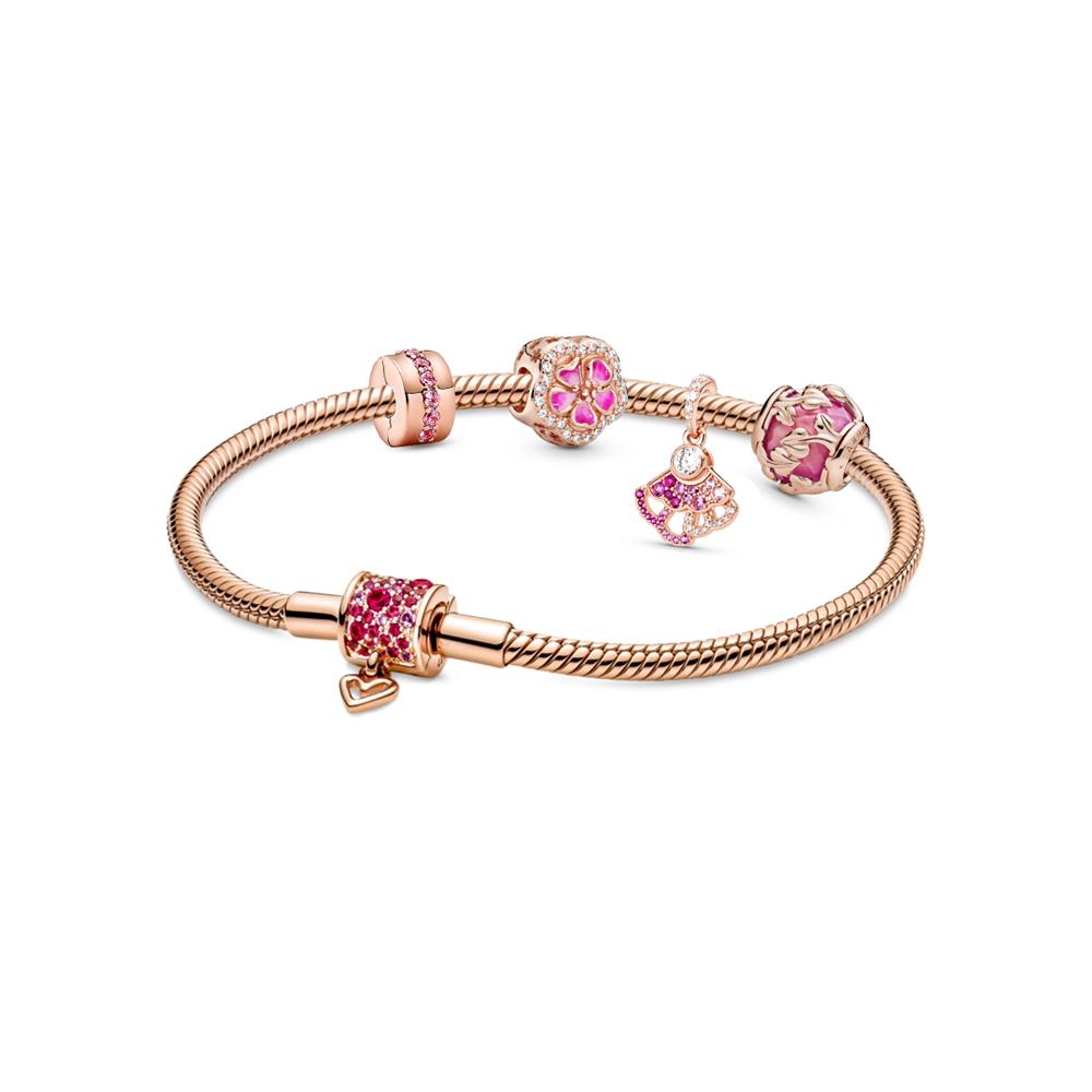 

Pandora Pink Peach Blossom Set With Cubic Zirconia Alloy Bracelet Unisex Bracelet ZT24091815A Box+Shopping Bag,16