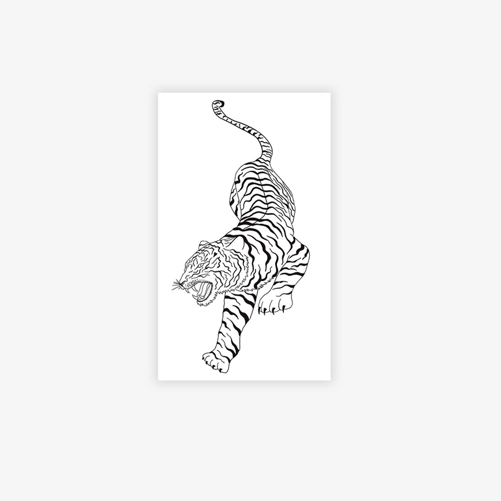 

Herbal Juice Gothic Dark Domineering Ferocious Tiger Semi-Permanent Tattoo Sticker 9*15