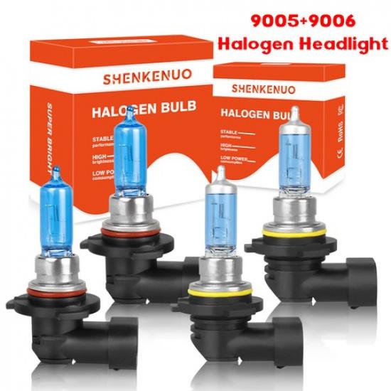 9005+9006 Halogen Headlights Kit Combo Bulbs 4200K Hi-Lo Beam Super White Bright