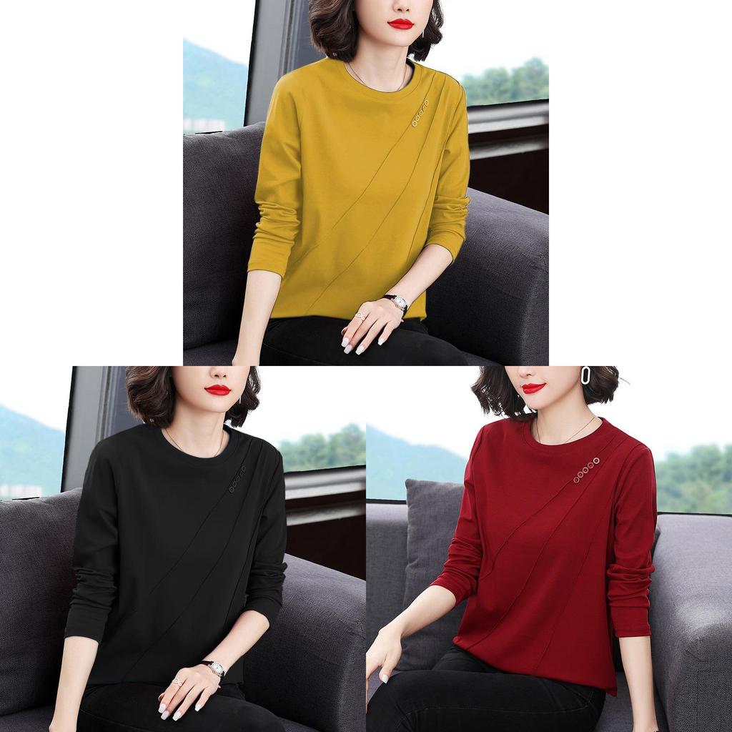 Womens Long Sleeve T Shirt With Polyester Fabric Casual Comfortable For Spring Autumn