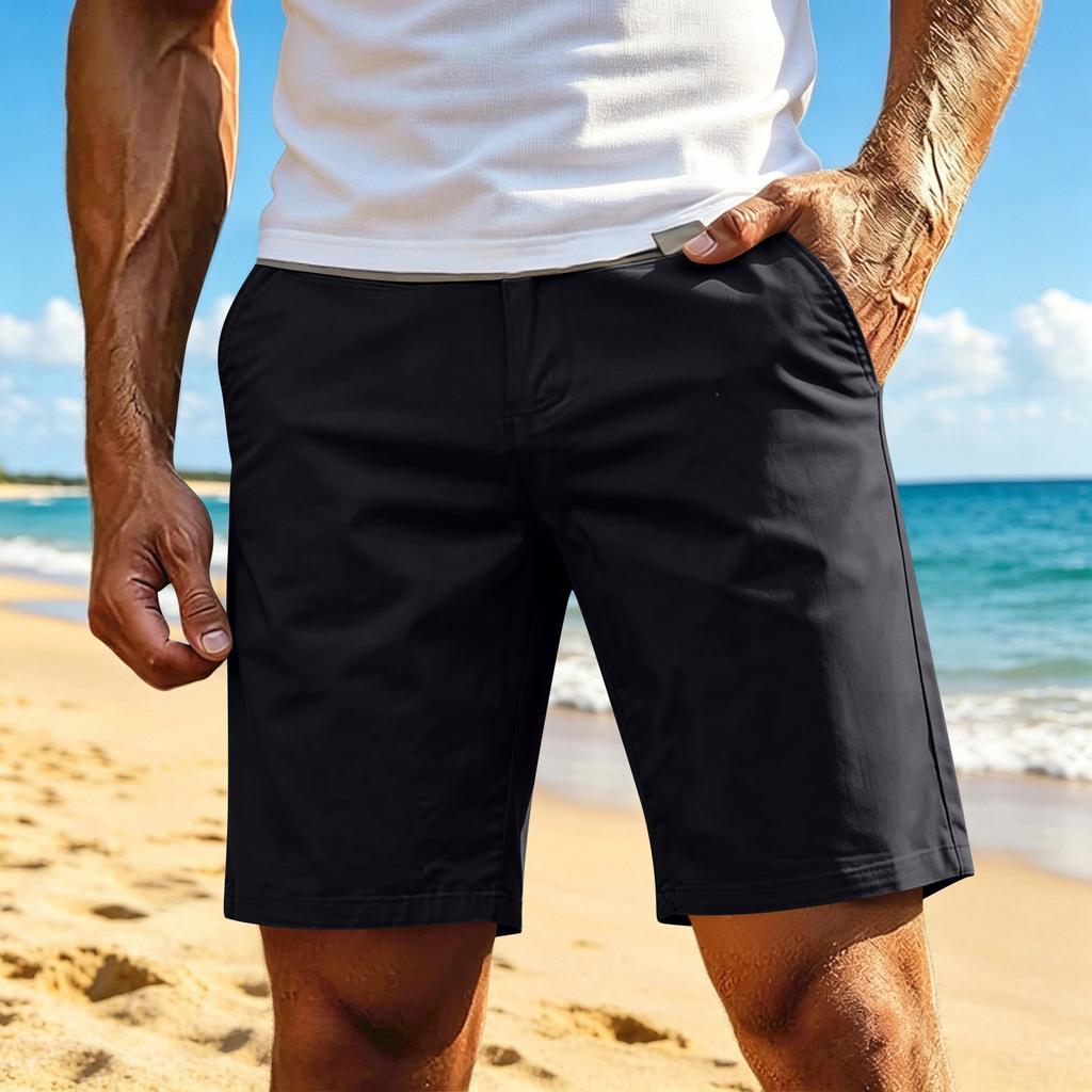 Herren Vintage Cargo-Shorts Baumwolle Mittellang Gerade Beine Lässig 5 Zoll Schrittlänge Sommer-Shorts