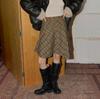 Elegant Women's Plaid Woolen A-line Skirt - Autumn/Winter Irregular Design