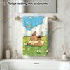 Cute Eevee Bath Towel, Soft Absorbent Quick Dry Shower Towel, Blue Sky Flower Field Cartoon Eevee Print Towel