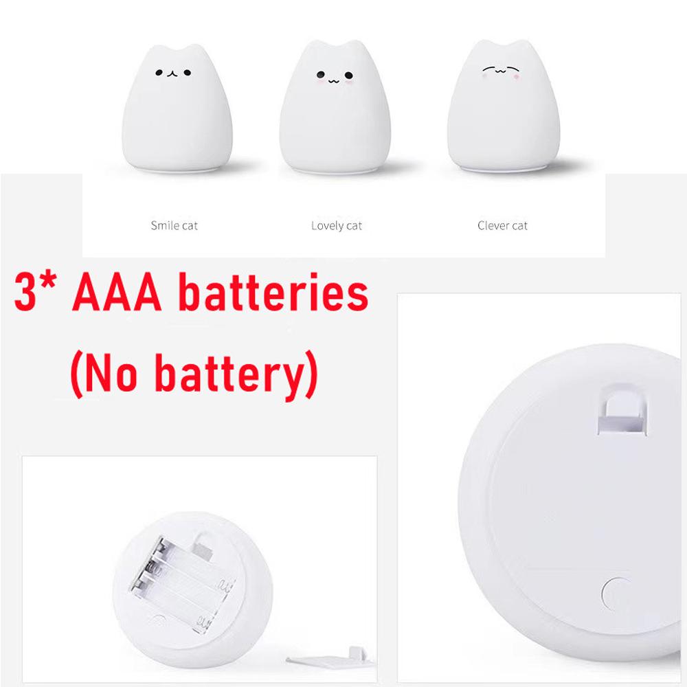 LED Drăguț Noapte Pisică Silicon Animal Lumină Senzor tactil Colorat Copii Cadou de vacanță Dormit Creativ Dormitor Lumini de casă