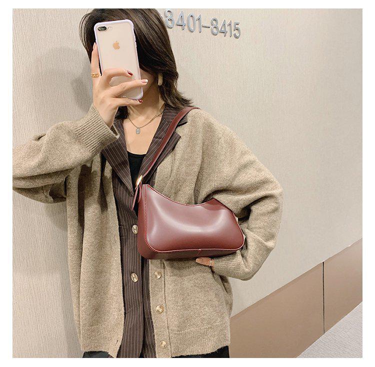 Trendy DIY Solid Color Single Shoulder Retro PU Women's Bag
