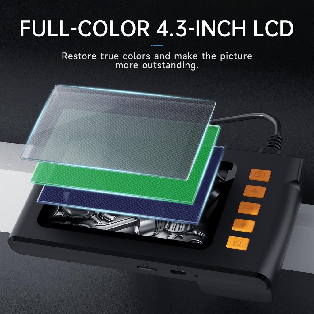 Dual Objektiv Borescope Endoskop Kamera mit Licht 1080P Kanalisation Kamera mit 4,3 Zoll LCD Bildschirm