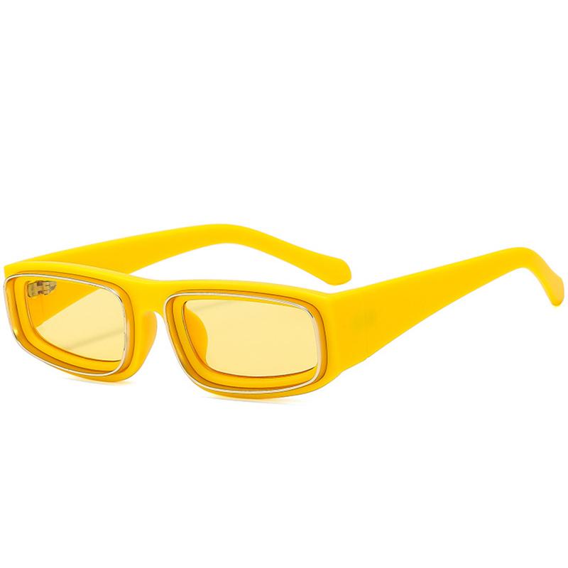 

Fashion Rectangle Sunglasses Women Vintage Yellow Orange Eyewear Men Shades Uv385 Protection Occhiali Da Sole Uomo