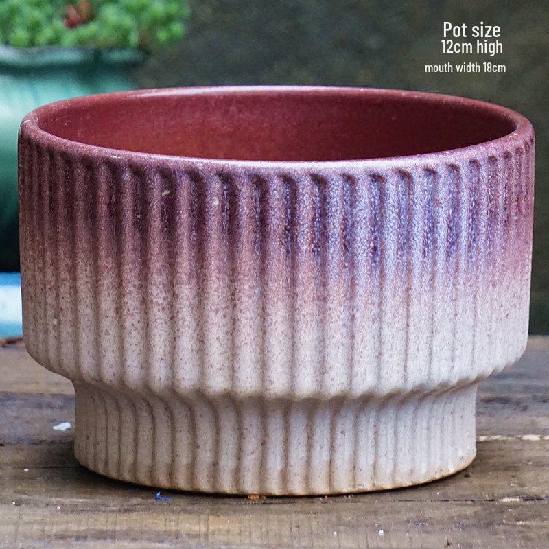 Yixing Handmade Coarse Pottery Medium Succulent Planter - Breathable Zisha Ceramic Ebony Tree Pot for Green Plants