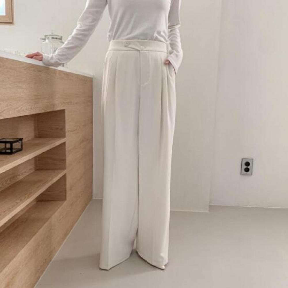 New Arrivals Open Run Spring Suit Pants Pleats Tall Women Wide Slacks Black