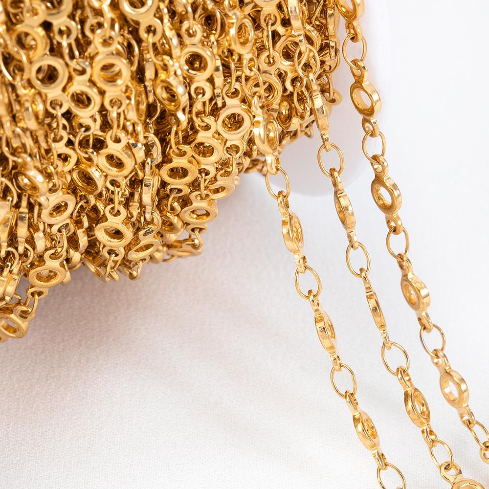 No Fade 1Meter Stainless Steel Necklace Bracelet Thick Golden Chains Geometry Rolo Cuban Link Chain DIY Jewelry Making Wholesale