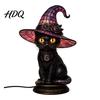 Halloween Room Decor Witch Hat Lamp Stained LED Light Table Lamp with Warm Glow Gothic Reading Nook Night Light for Bedroom Mantel Bookshelf