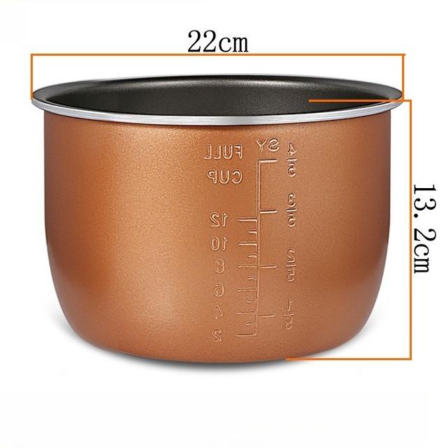 

4/5/6л Алюмінієва внутрішня вставка з антипригарним покриттям та потовщеним подвійним напиленням 4L жовтий