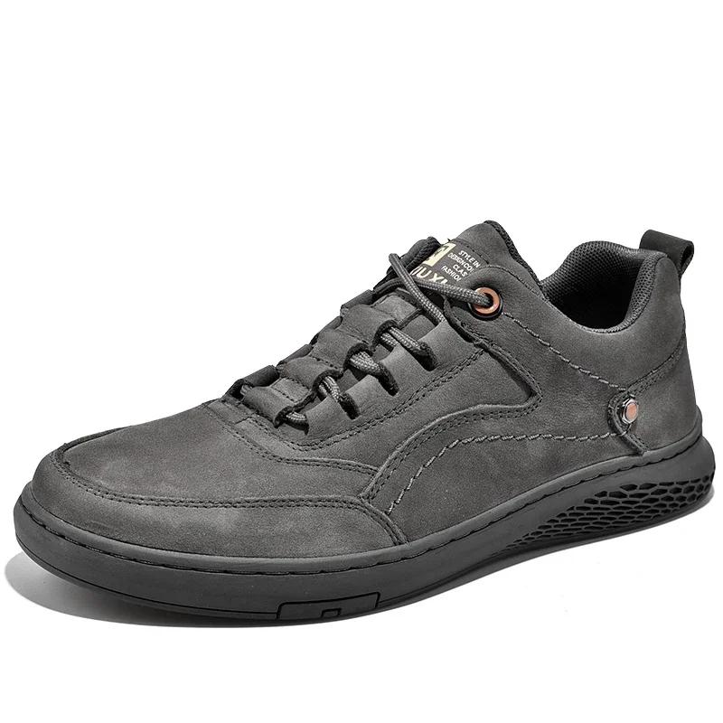 2025Męskie buty ze skóry naturalnej sznurowane Trend Wygodne buty męskie outdoor Moda brytyjska Męskie sneakersy typu high top Mokasyny męskie