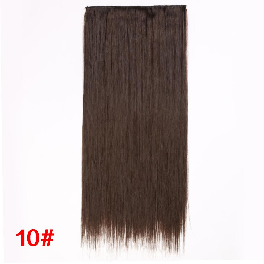 Leeons 5 Clips In Hair Extensions Synthetic Straight Heat-Resisting Fiber Clip On 24 Inch Blonde Brown Fashion Color For Women
