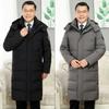 Dad Winter Clothing Middle-aged and Elderly Down Jackets for Men Over The Knee Long Thickened Cold-proof Big Fur Collar Pie To Overcome White