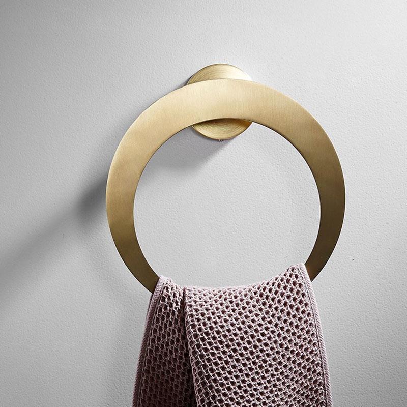 Brushed Gold bathroom Suite 304 Stainless Steel Paper Towel rack Towel Ring Rack Towel Bar Circular Wall Mounted Towel Rack