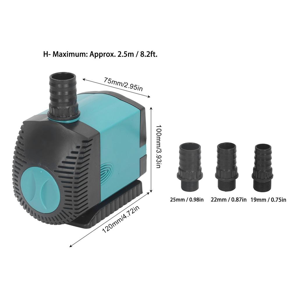 2500L/H Submersible Pump 50W Frequency Conversion Side Suction Submersible Water Pump for Aquarium EU Plug 220‑240V 60Hz