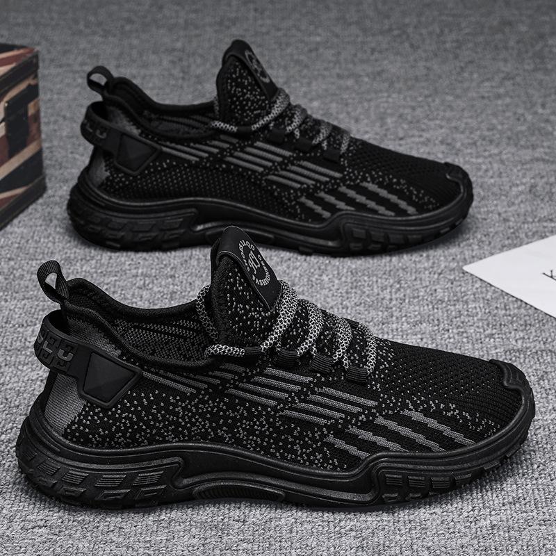 Men's shoes summer breathable mesh fly-woven soft-soled tide shoes simple and light sports and leisure commuting non-slip thin tide shoes