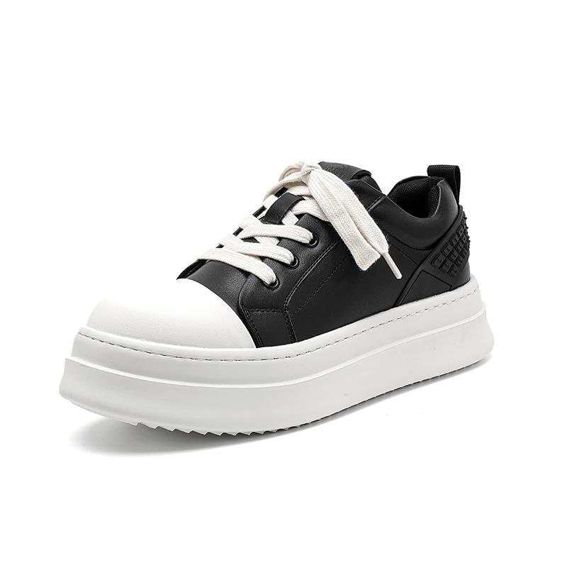

2025 autumn European and American trendy low-top shoes bread shoes men s platform black and white board shoes 66027-R 38 чёрный