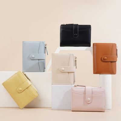 Buckle Design Wallet for Women RFID Short Zipper Purse 10 Card Holder