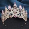AB Crystal Pageant Miss Bridal Crown Vintage Baroque Rhinestone Big Tiara Wedding Headdress for Party Jewelry Hair Accessories